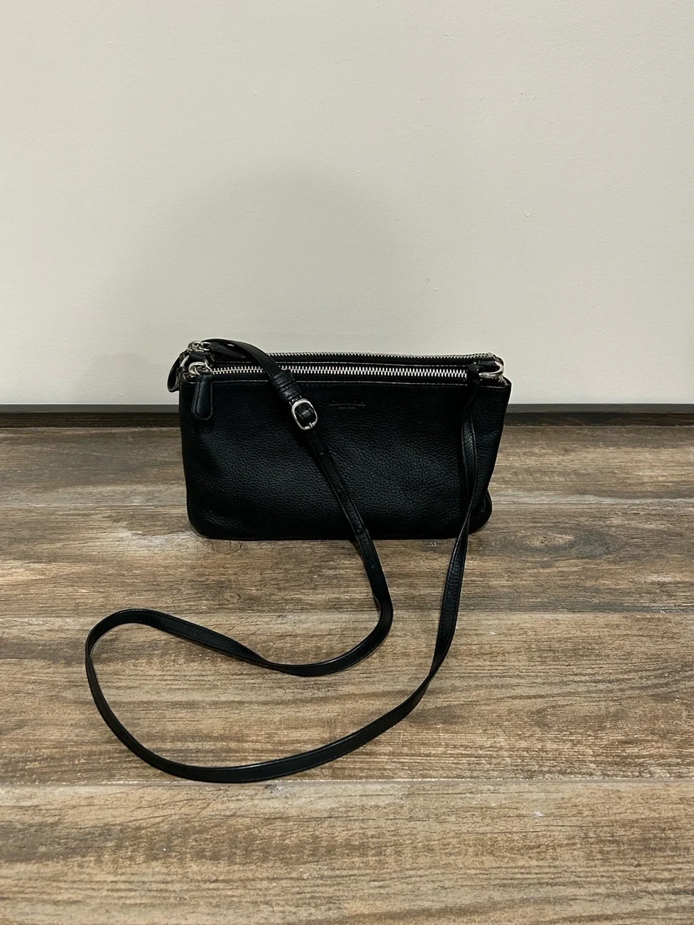 Coach F51682 Lyla Park Black pebble Leather Double Zip Crossbody Purse - Picture 1 of 14